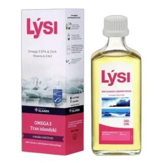 Lysi Tran Islandzki smak tutti-frutti OMEGA 3 DHA EPA witaminy A D E 240 ml — zdjęcie 1