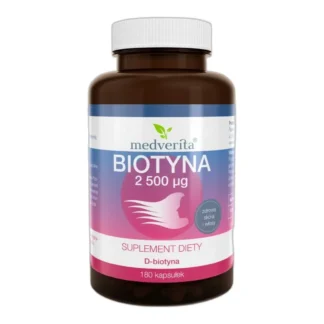 Medverita biotyna 2500 mcg 180 kaps. zdrowe włosy skóra układ nerwowy — zdjęcie 1